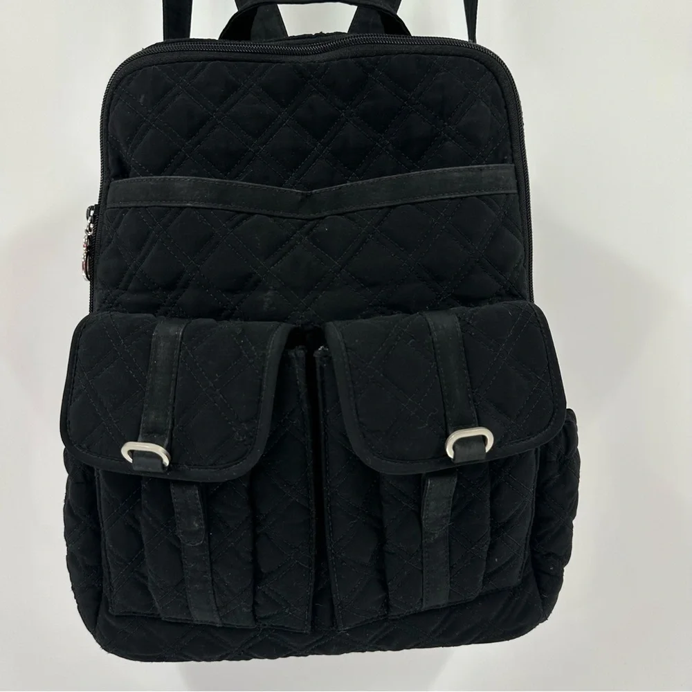 Vera Bradley Black Quilted Campus Back-pack Microfiber - Picture 3 of 14